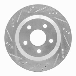 Chevrolet Camaro Brake Rotor (1) - Rear Left - R1 Concepts - Drilled & Slotted - Silver - `98-`02